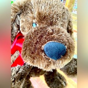 NWT Animal Adventure LARGE Brown Plush Puppy Dog W/Red Bow